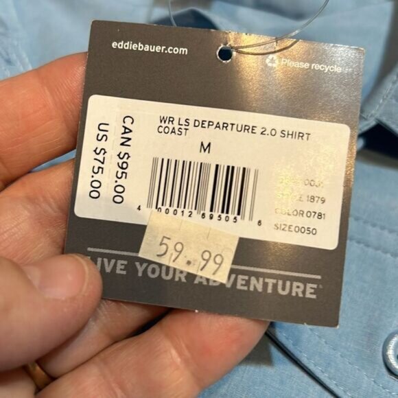 Eddie Bauer Womens Light Blue Flexion Lightweight Shirt M 4-Way Stretch FreeDry - Picture 8 of 8